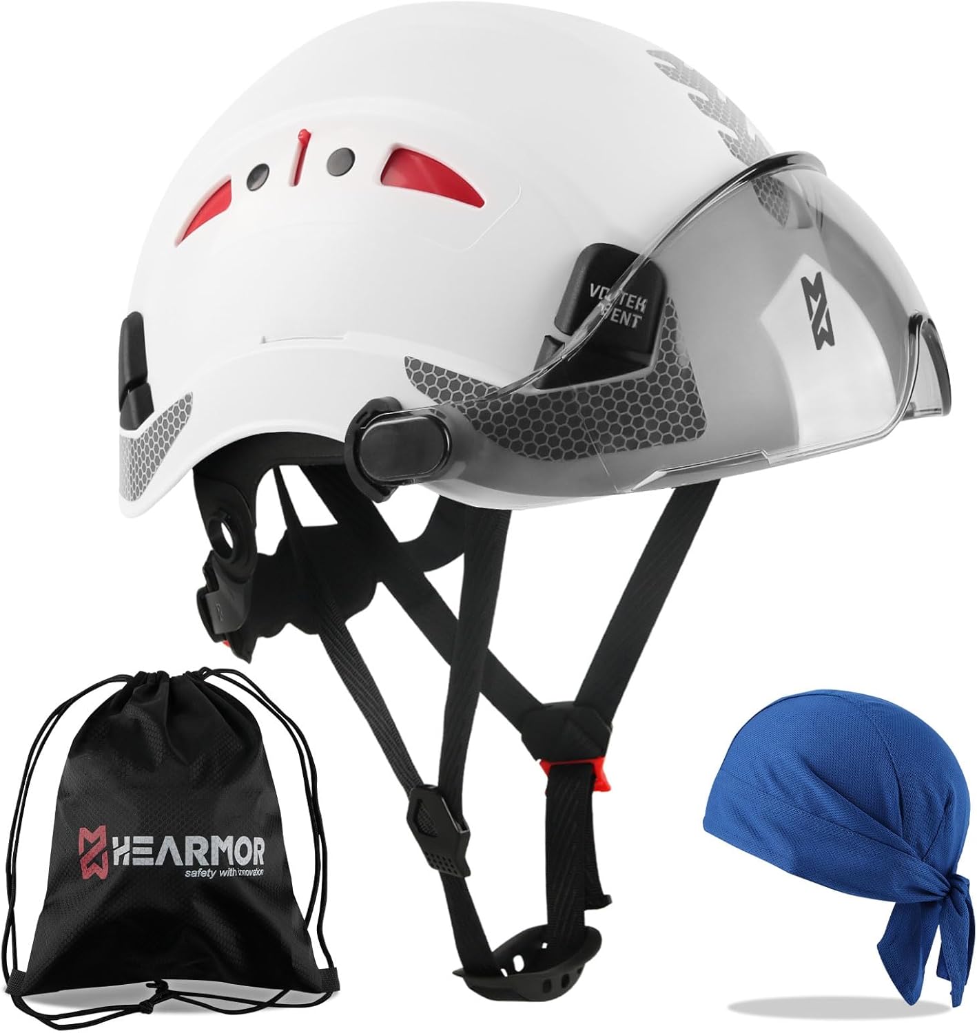 Baustellenschutzhelm, EN397-zertifizierter, Verstellbarer ABS-Schutzhelm mit 6-Punkt-Ratschensystem, inkl. Kühlungsfutter und Tragetasche - für alle Arbeitsplätze geeignet