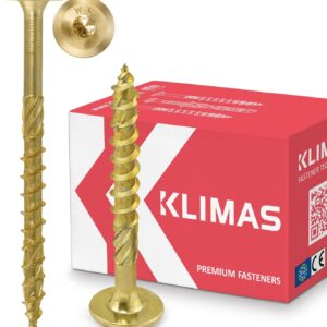 KLIMAS Holzschrauben Torx - Tellerkopfschrauben TX Gelb Schrauben - Flachkopfschrauben Holz - 6 x 60 mm, 100 Stück