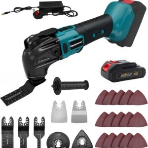 Akku-Multifunktionswerkzeug mit 1pcs 2.0Ah Akkus, 24 Zubehör Oszillationswerkzeug Satz für Makita 18V Li-Ion, Multitool mit 6 Geschwindigkeiten,Bürstenlos Motor, zum Schneiden,Schleifen, Schaben