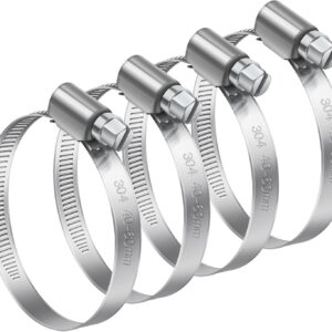 Bolatus Schlauchschellen 40-60mm, 4 Stück 304 Edelstahl Einstellbare Schlauchklemmen Schlauchbinder, Schlauchschelle Rostfrei für Benzinschlauch, Dieselleitung, Wasser Rohr, Haus Gasrohr