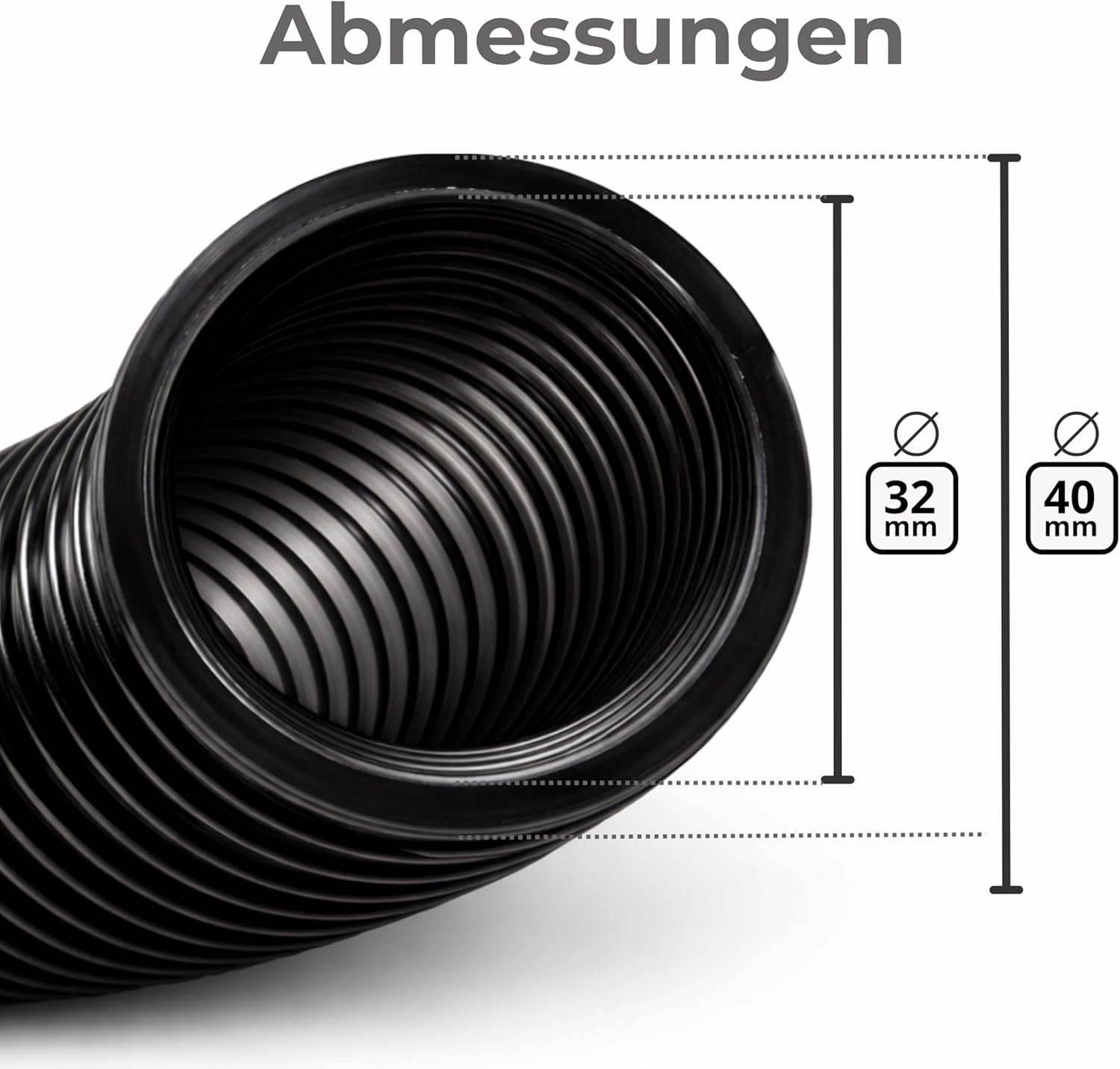 Microsafe® Saugschlauch DN32 (32 mm Innen / 40 mm Außen) – 5 Meter – flexibel & robuster Absaugschlauch für Nass- & Trockensauger – Werkstatt & Baustelle – Bild 3