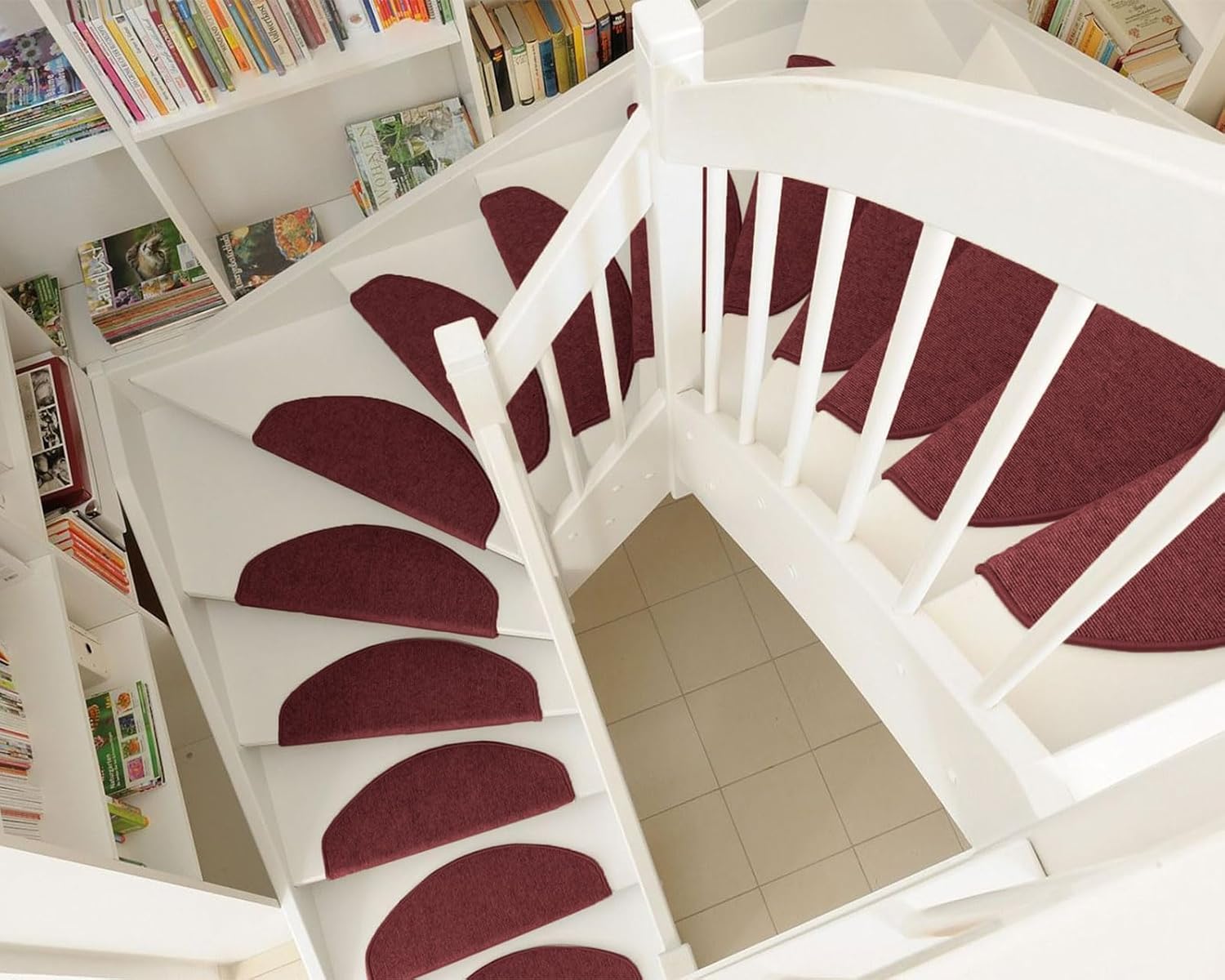 Tretford Stufenmatte selbstklebend halbrund 65x23x3,5 cm Interland Teppich, Variante: 524 Kirsche rot – Bild 2