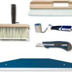 Tapezierset Vliestapete Tapezierwerkzeug Schneidehilfe, Tapezierwischer, Quast, Cutter, Nahtroller, 5-teilig