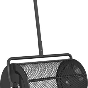 Outsunny Kompoststreuer 75L 61x40cm Düngerstreuer Rasen Garten Gartenstreuer mit T-Griff Mesh-Korb Metall Saatgutstreuer Torfmoosstreuer Rasenstreuer Rasenpflege für Kompost, Mist Dünger Saat Schwarz