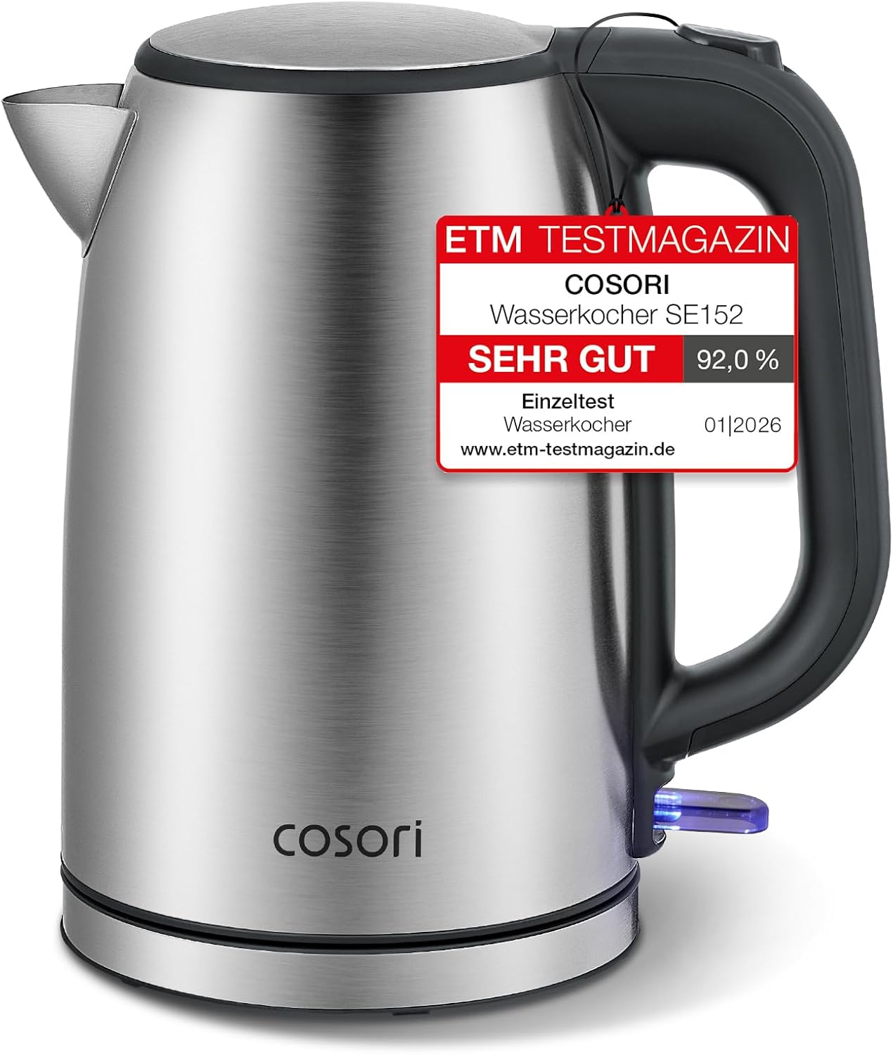 COSORI Wasserkocher Edelstahl, BPA frei, 1,7 L, Strix-Technologie, kocht in 3 Minuten, 2200W, Große Öffnung, Trockengehschutz, 360° drehbarer Sockel, Silber-schwarz 1 COSORI Wasserkocher Edelstahl, BPA frei, 1,7 L, Strix-Technologie, kocht in 3 Minuten, 2200W, Große Öffnung, Trockengehschutz, 360° drehbarer Sockel, Silber-schwarz