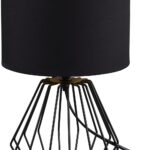 Reality Leuchten RL LIVE YOUR LIGHT Tischleuchte Chuck R50931002, Metall schwarz matt, Stoffschirm schwarz, exklusiv 1x E14