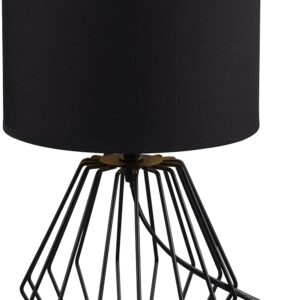 Reality Leuchten RL LIVE YOUR LIGHT Tischleuchte Chuck R50931002, Metall schwarz matt, Stoffschirm schwarz, exklusiv 1x E14