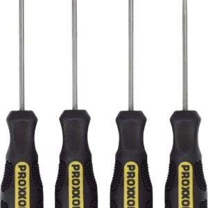 Proxxon Micro Spezial-Haken Set 4-teilig (gerade Spitze, volle Hakenspitze, Winkelspitze, 2-K Griff, Werkzeug für KFZ, Handwerk + Industrie) 22700