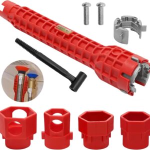 14 in 1 Wasserhahn Schlüssel, SpülenschlüSsel, Armaturenschlüssel, Waschbecken Installer Werkzeug, Armaturenschlüssel Wasserhahn, Multifunktion Rohrschlüssel, für Sink Toilette Waschbecken Sanitär