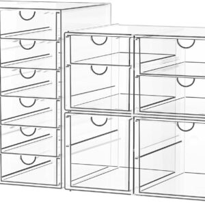 Schreibtisch Organizer with 16 Schubladen: 4er-Set Make up Organizer mit Anti-Rutsch-Pads | Stapelbare Schubladenbox für Kosmetik, Bürobedarf, Werkzeug, Bausteine
