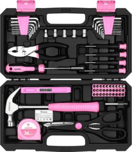 Werkzeugkoffer Werkzeugkasten Werkzeugset　Haushalt Werkzeugbox：DEKO　Werkzeugkästen Bestückt　62-tlg.　Universal Komplett mit Werkzeuge Handwerkzeug　－ Werkzeug Koffer Rosa für Frauen Werkstatt DIY