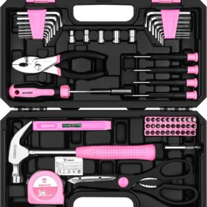 Werkzeugkoffer Werkzeugkasten Werkzeugset　Haushalt Werkzeugbox：DEKO　Werkzeugkästen Bestückt　62-tlg.　Universal Komplett mit Werkzeuge Handwerkzeug　－ Werkzeug Koffer Rosa für Frauen Werkstatt DIY