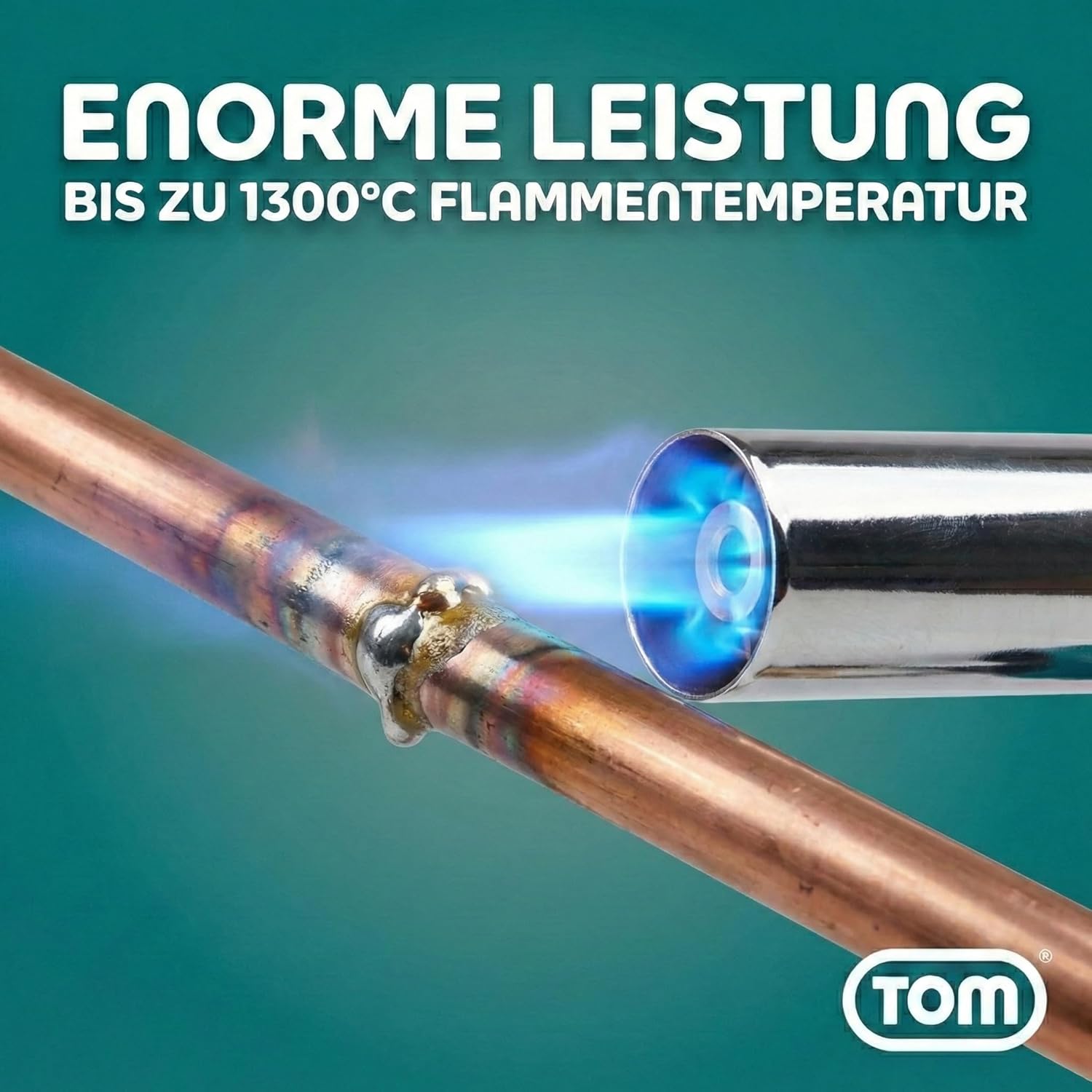 TOM Gasbrenner – Brenneraufsatz - Gaskartuschen mit Bajonettverschluss MSF-1A für Werkstatt, Garten, Küche & Co. – 1300°C – Piezozündung – Lötbrenner – Bunsenbrenner (Gasbrenner mit 4 Gaskartuschen) – Bild 5