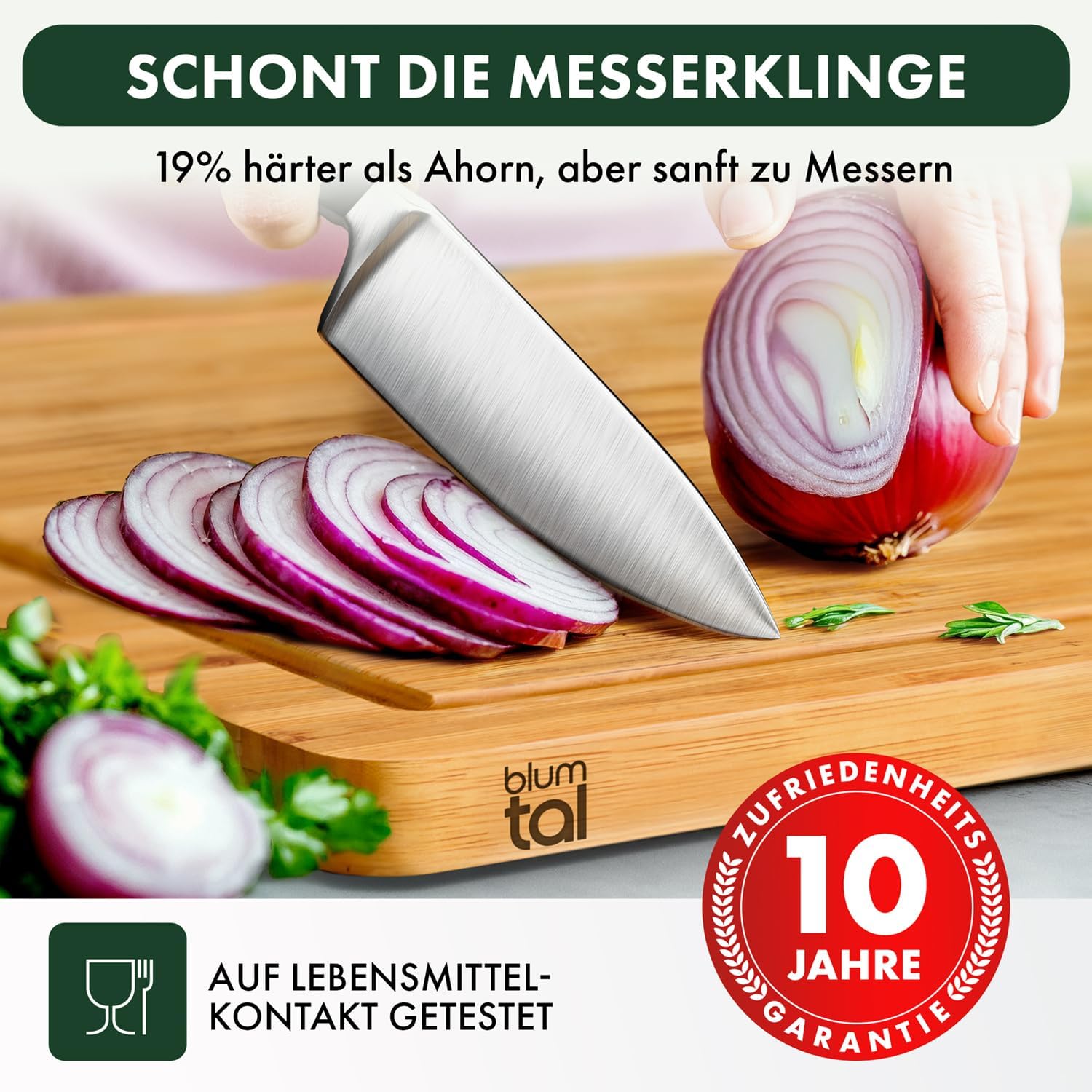Blumtal Schneidebrett aus 100% Bambus - antiseptisches Holz-Brett mit Saftrille, Holz-Brettchen, 45x30x2cm 4 Blumtal Schneidebrett aus 100% Bambus - antiseptisches Holz-Brett mit Saftrille, Holz-Brettchen, 45x30x2cm – Bild 4