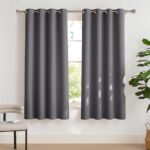PONY DANCE Verdunklungsvorhänge mit Ösen für Wohnzimmer Thermovorhang Hitzeschutz 2er Set H 175 x B 140 cm Grau, Wohnzimmer Vorhänge Fenster Kurz Blickdicht Bedroom Curtains Blackout