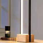 EDISHINE LED Tischlampe aus Holz, Touch Dimmbar & Memory-Funktion, Nachttischlampe mit 3 Farbtemperaturen, 350 Lumen, integrierte moderne Tischleuchte für Wohnzimmer, Büro, Geschenk