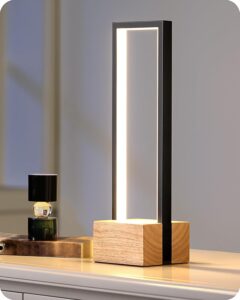 EDISHINE LED Tischlampe aus Holz, Touch Dimmbar & Memory-Funktion, Nachttischlampe mit 3 Farbtemperaturen, 350 Lumen, integrierte moderne Tischleuchte für Wohnzimmer, Büro, Geschenk