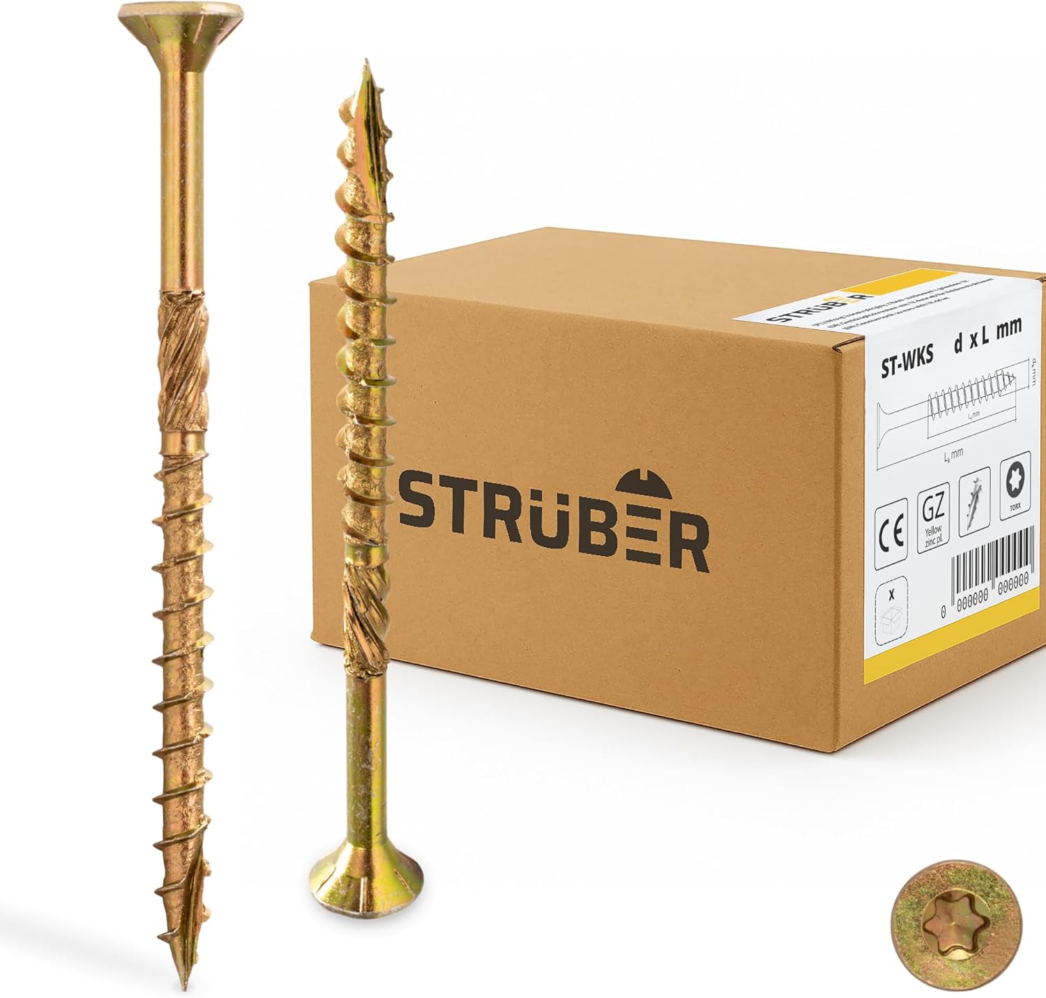 Holzschrauben mit Torx-Antrieb (6,0 x 140 mm / 100 Stück) Holzbauschrauben mit TX-Buchse - Spanplattenschrauben Gelb verzinkt - Senkkopfschrauben für Dachkonstruktionen - Universalschrauben