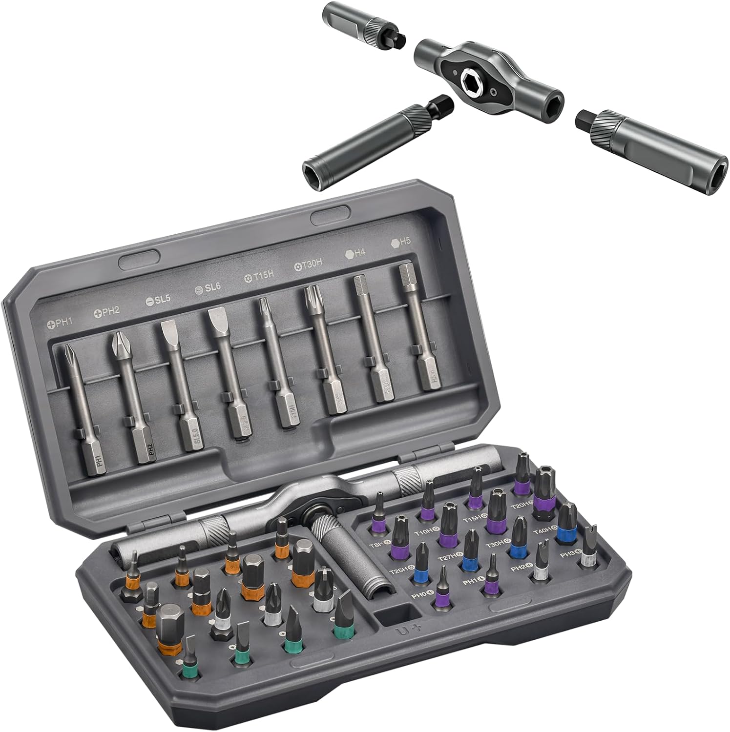 42-in-1 Magnetisches Schraubendreher-Set, Multi-Bit-Magnetschraubendreher-Set mit Abnehmbarem Ratschengriff, Griff Ratschen-Schraubendreher-Set mit 40 Bits, Präzisions-Reparatur-Werkzeug-Set