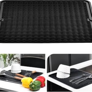 KitchenRaku Abtropfmatte Geschirr 40x30cm, Hitzebeständige, rutschfeste Abtropfmatte aus Silikon als Spülmatte und Abtropfunterlage für die Spüle im Tischset