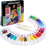 TBC The Best Crafts Acrylfarben Set, Satz von 24 farbe 12ml Tuben, Grundlegende und Metallische Farben, Wasserfest und Lichtecht, Schnell Trocknend, für DIY Stein, Keramik, Holz, Papier