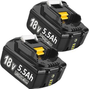 2X 18V 5.5Ah/5500mAh Ersatzakku für makita Kompatibel BL1860B BL1850B BL1840 BL1830 BL1815 BL1845 BL1890 BL1415 BL1430 BL1440 BL1835 194205-3 LXT-400 with LED Werkzeugakku.