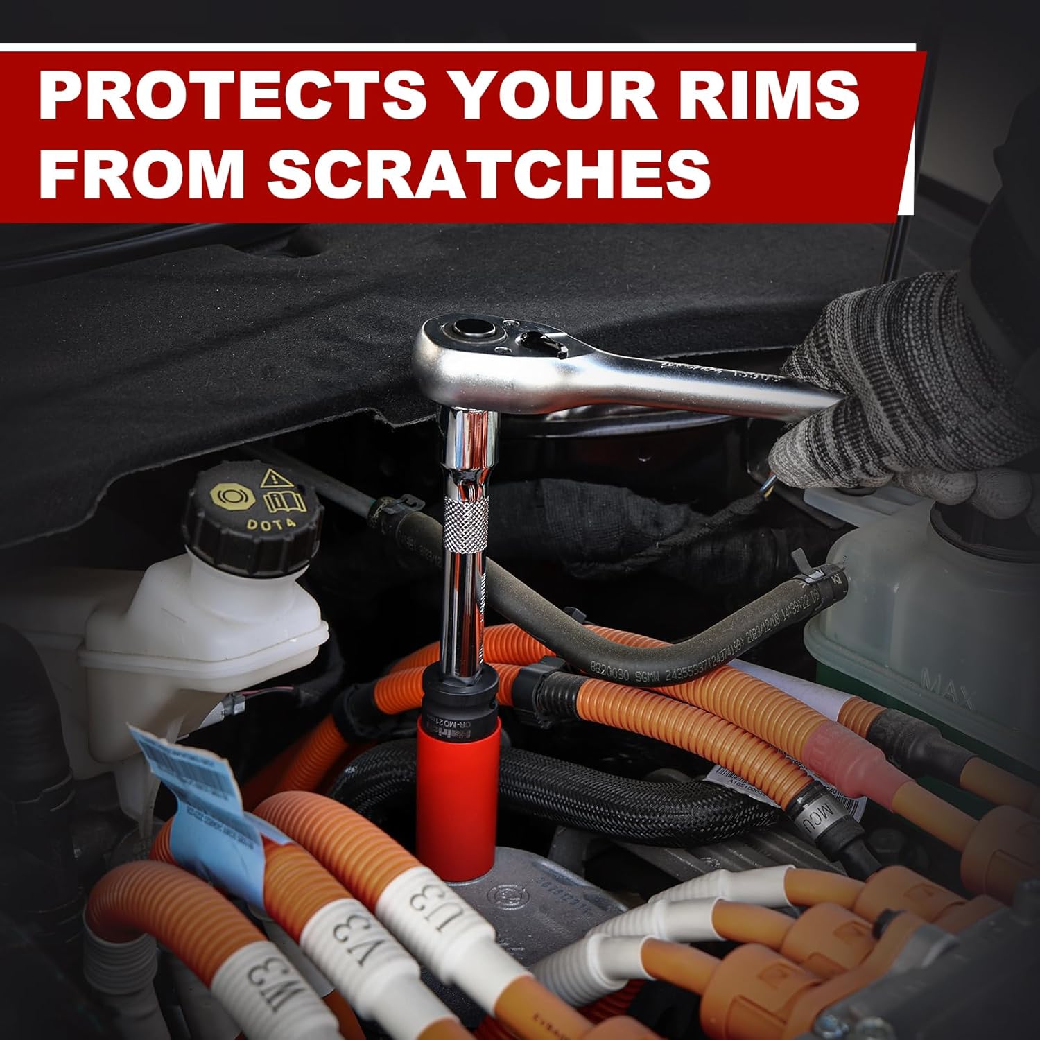 Hairich Schlagschrauber Nüsse 1/2" Set – Steckschlüsselsatz mit Felgenschutz für Radwechsel, 17/19/21 mm Langnüsse, Stecknuss Set für Alufelgen & Reifenwechsel – Bild 3