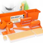 Malerset Streichsets für Wandfarbe Schwer zugängliche Stellen 9 Teilig Streichkissen Set Saugfähigen Schwämmen Farbwanne mit Walze Acrylfarben Ölfarben Wasserbasierte Farben Lackierwanne