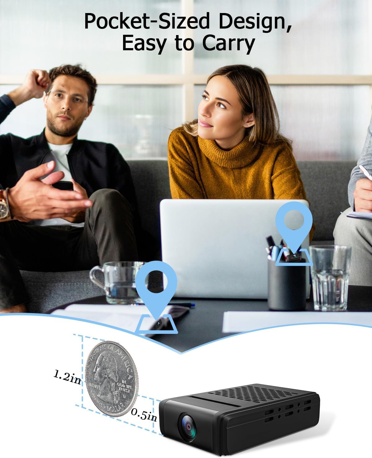 Mini WLAN Kamera, 4K HD Überwachungskamera 180° drehbarem Objektiv, Remote Viewing für Sicherheit mit APP, mit Nachtsicht, Bewegungserkennung – Bild 3