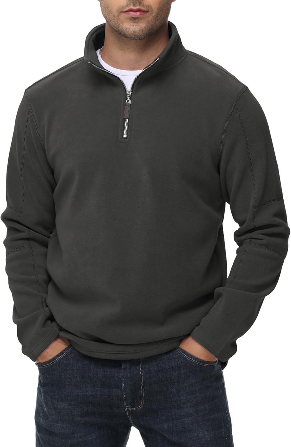 Pullover Herren Fleece Warmes Microfleece Sweatshirt Half Zip Fleecepullover für Herbst und Winter – Bild 2