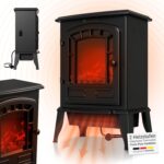 Juskys Elektrokamin 2000 W – Schwarz, elektrischer Standkamin mit Flammeneffekt, 2 Heizstufen, Thermostat & Sicherheitsabschaltung für Wohnzimmer