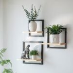 Schwarz Wandregal Metall für Wohnzimmer: 3er Set Quadratische Regal Wand Modern Wanddeko Regale für Wände Wandboard für Schlafzimmer Badezimmer Ecke