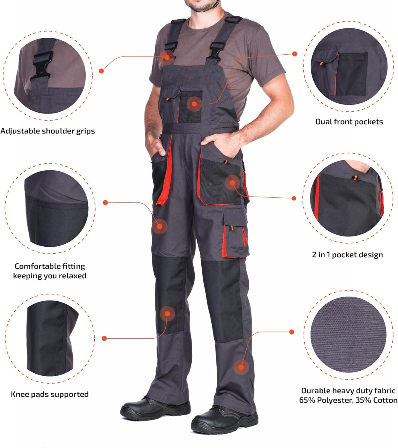 Arbeitshosen männer, Arbeitslatzhose Herren mit Kniepolstertaschen, Größen S-XXXL, Latzhose herren, Arbeitshose Latzhose arbeits Latzhose Qualitat – Bild 4