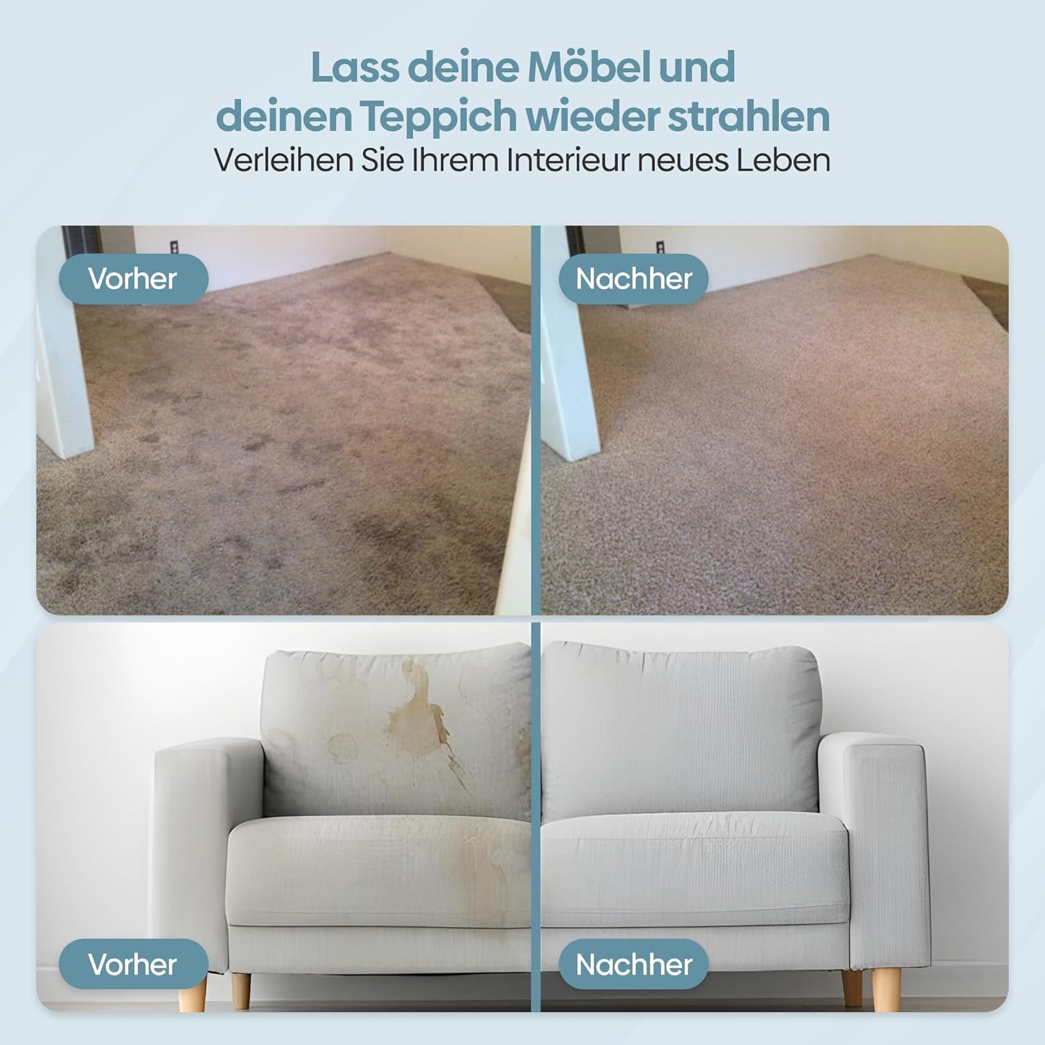 Olvy Teppichreiniger PRO – Nasssauger Polsterreiniger mit Dampf – 100°C Steam Cleaner – Sofa Reiniger Gerät – Polster Sauger Nass – inkl. Reinigungsmittel – 1650W – Matratzenreiniger – Bild 2