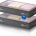 AIOR 2 Stück 60L Unterbettkommode mit Sichtfenster, Faltbare Unterbett-Aufbewahrungstasche Kleideraufbewahrung, Decken Organisator Lagerbehälter, 80x50x15cm