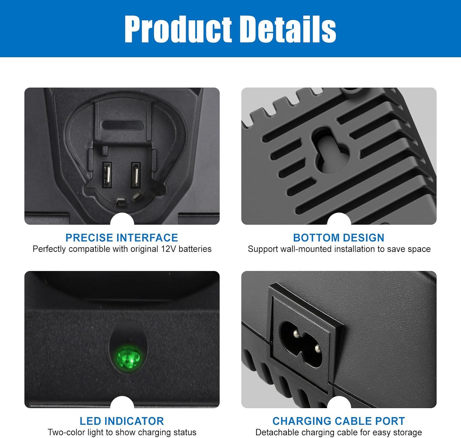 Ersatzladegerät für Bosch Ladegerät 12V AL1115CV Kompatibel mit Bosch 10.8V-12V BAT411 BAT412 BAT413 BAT414 – Bild 4