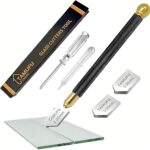 Glasschneider für 2-20mm Dickes Glas Fliesen Spiegel Mosaik Schneiden, Glasschneider Fensterglas Fliesenschneider mit 3 Hartmetall-Schneidköpfen