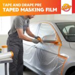 LLPT Abdeckfolie Klebeband mit Folie | 2 Rollen | 65cm(ungefaltet) x 20m | Transparent Abdeckfolie Selbstklebende Malerfolie Malerband | Zum Schutz von Autos Wänden Staub und Spritzschutz (MFT652)