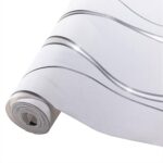 Tapeten Vliestapete 3D Effekt Für Schlafzimmer Wohnzimmer 9,5 M X 0,53 M Wanddekoration Tapete Gewellten Streifen Moderne Wallpaper Weiß