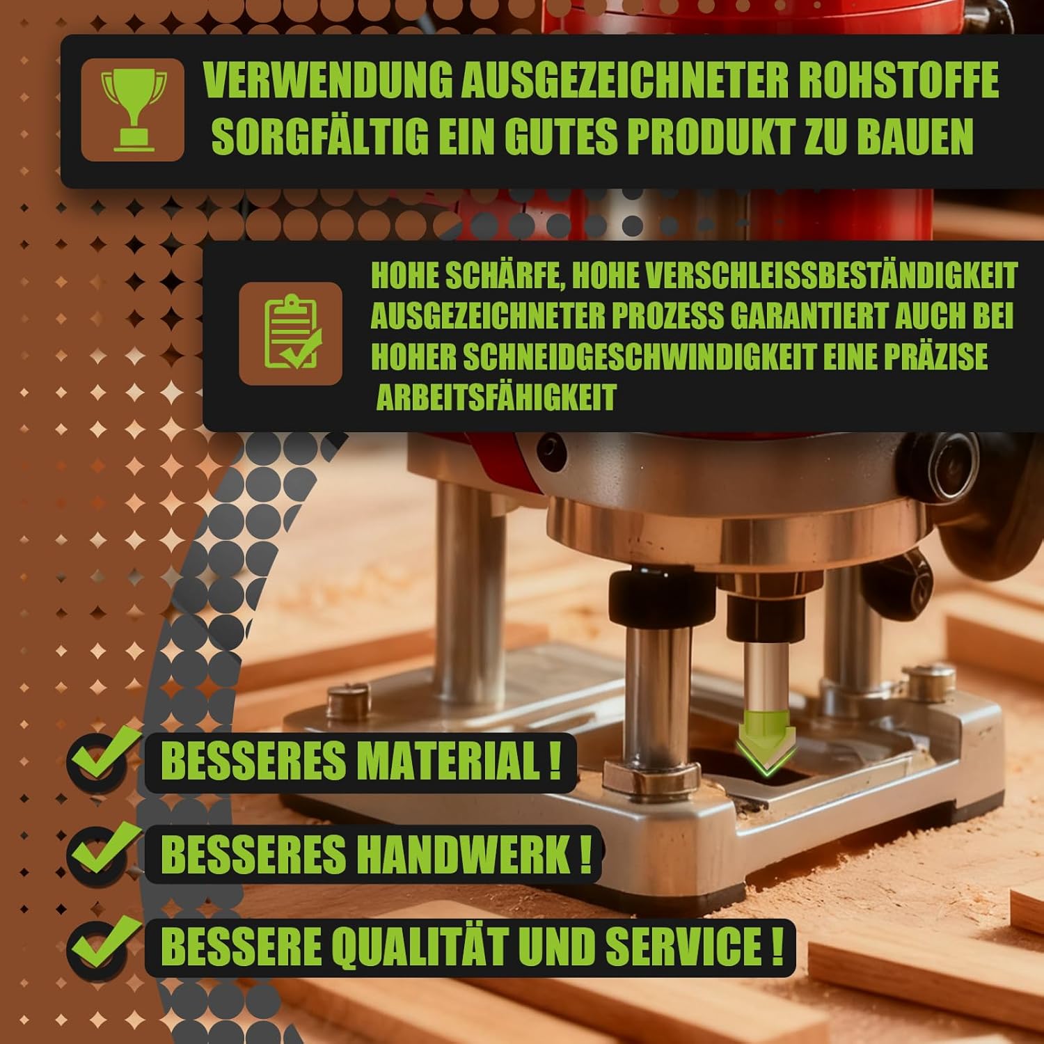 CSOOM 6-teiliger Satz professioneller Oberfräser und Hartmetallfräser zum Schneiden und Trimmen von Holz – Bild 5