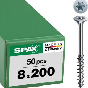 Holzbauschraube, 8 x 200 mm, 50 Stück, Teilgewinde, Senkkopf, T-STAR plus T40, 4CUT, WIROX - 0191010802005
