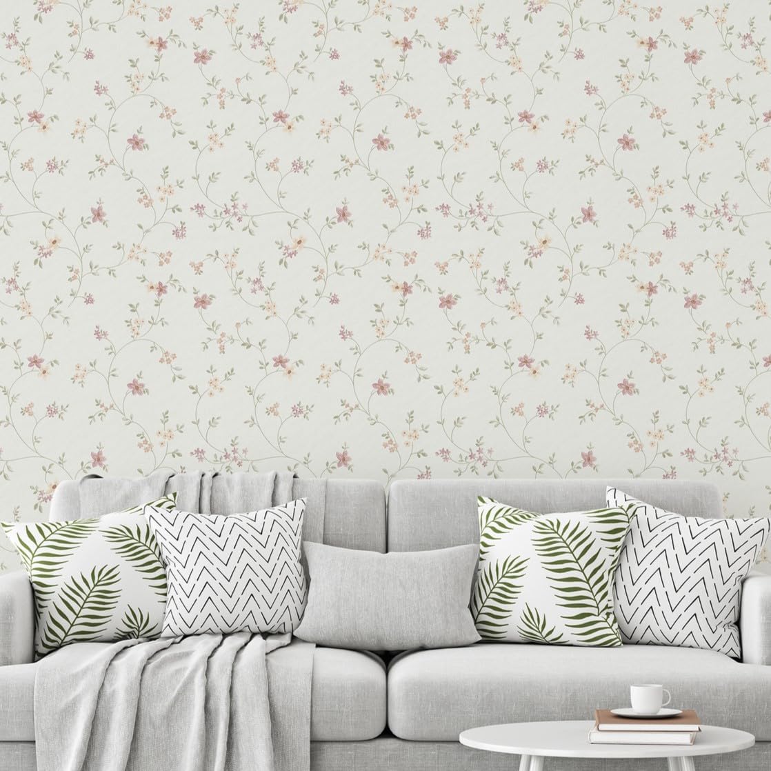 A.S. Création Maison Charme Vliestapete mit floralem Muster Blümchen 0,53 x 10,05 m – Creme, Grün, Bunt – Blumentapete Made in Germany – 937701 – Bild 4