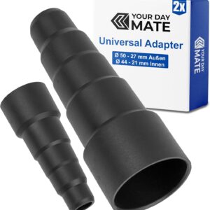 Universal Staubsauger Adapter, 2 Stück, Schwarz, kompatibel mit Bosch, Makita, Kärcher, uvm., 5-stufig mit Ø 50-27 mm Außen, Ø 44-21 mm Innen, Reduzierstück Schlauchadapter, Staubsaugeradapter