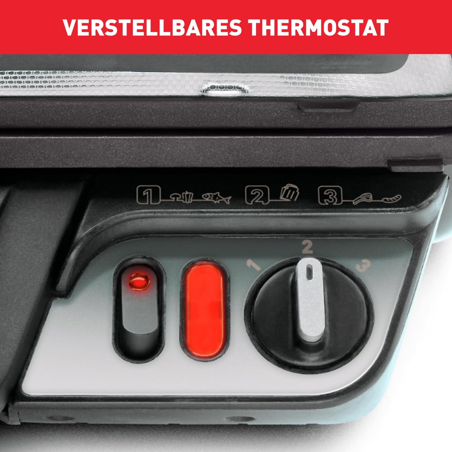 Tefal 3in1 Kontaktgrill, mit Überback-Funktion, doppelte Grillfläche wenn aufgeklappt als Tischgrill/BBQ, Sandwich, Steak, Panini, regelbarer Thermostat, antihaftbeschichtet, Grau, GC3060 – Bild 5