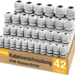 42 Stück Kabelverschraubung Set - Caianwin IP68 Kabeldurchführung Wasserdicht M12 M16 M20 M25 Verschraubung Set für Abzweigkasten,Verteilerkasten, Aufputz-Sicherungskasten,Wandverteiler