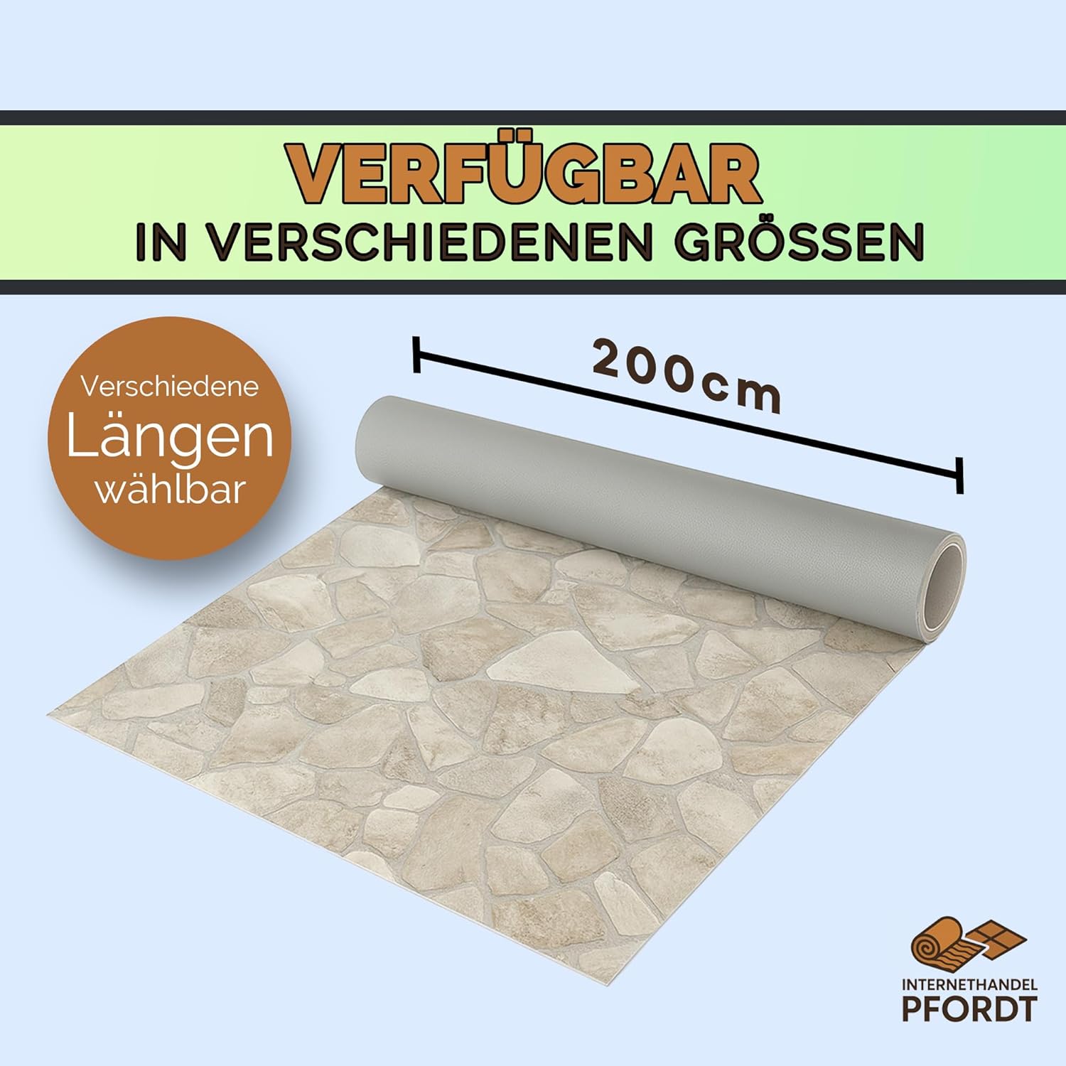 CV Bodenbelag Marlow Stein Optik, 300x200 cm, pflegeleichter PVC Vinylboden, Meterware für Küche und Wohnzimmer – Bild 4