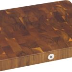 WMF Schneidebrett Holz groß massiv 40 x 32 x 4 cm, Holz, Akazienholz, klingenschonend, große Arbeitsfläche, Küchenbrett, Stirnholzoptik, Gummierte Füße