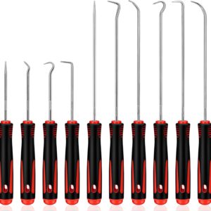 10-Teilig Pick und Haken Set, Mini Präzisions-Haken, Chrom Vanadium Stahlschaft, Öl Ringe Dichtung Werkzeug, Universal Präzision Haken für O-Ring Dichtung Auto