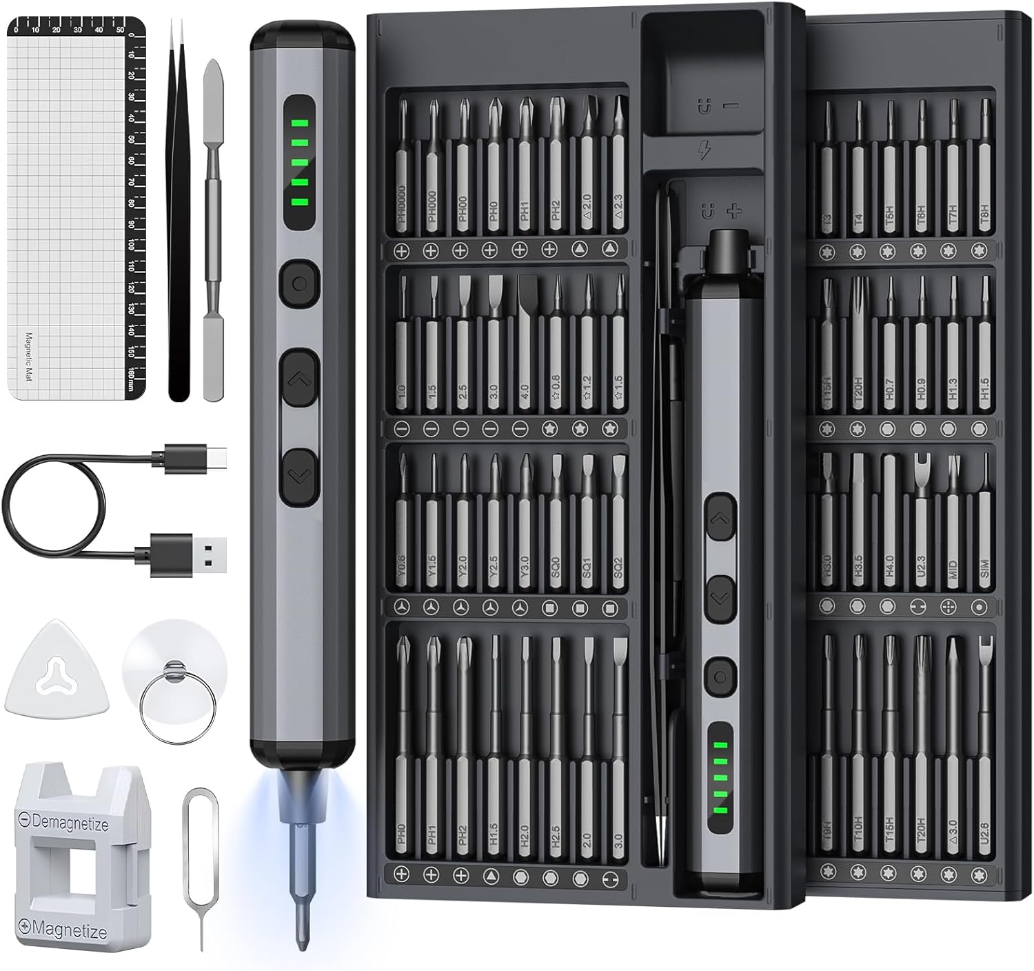 Mini Elektrisch Schraubendreher Set - 72 in 1 Präzisions Electric Screwdriver - Akku Schraubendreher mit 5 Gänge Magnetish Elektro Schraubendreher für Brillen, Uhrm, Handy, Laptop Reparatur