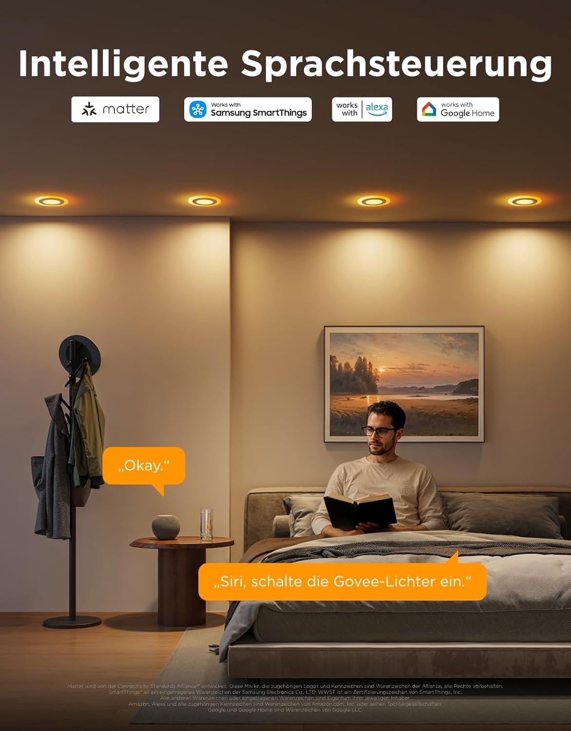 Govee Smart Einbaustrahler LED, RGBWW LED Spot 230V, 900LM, 11.5W Deckenspots Kompatibel mit Matter und Alexa, 2700K-6500K Dimmbare, 99mm Spots Deckenleuchte für Küche Wohnzimmer, 4 Stück – Bild 5